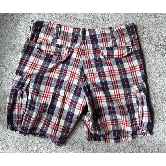 Vtg Polo Jeans Company Ralph Lauren Red White Blue Sz 40 Plaid Cargo Short - Picture 9 of 10